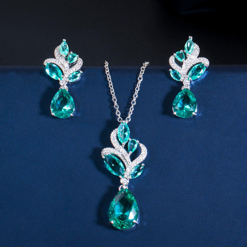 Aaa Zircon European And Beautiful Necklace And Earrings Two-Piece Set Brand: aeac
