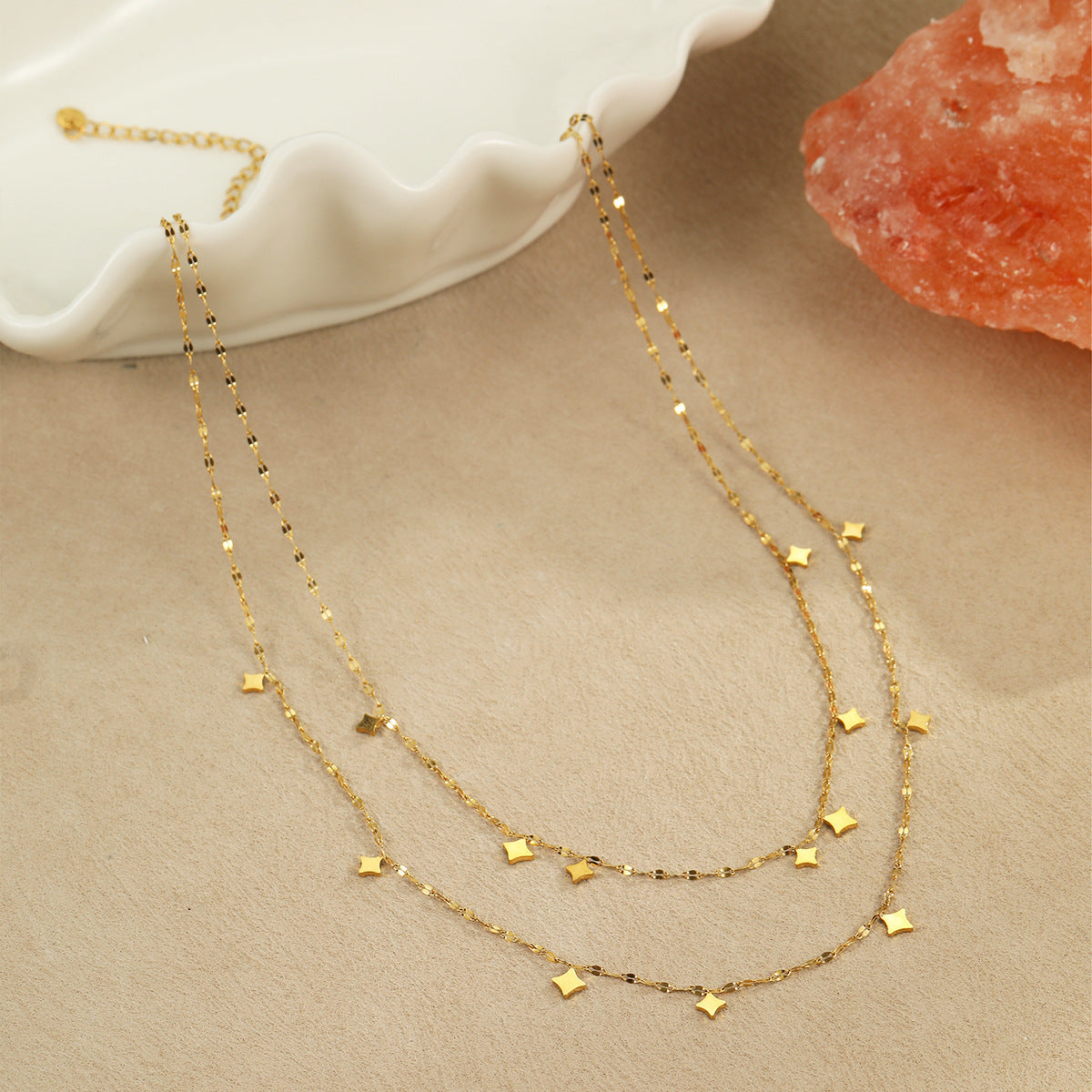 Double-layer Stacked Stainless Steel Necklace Brand: aeac