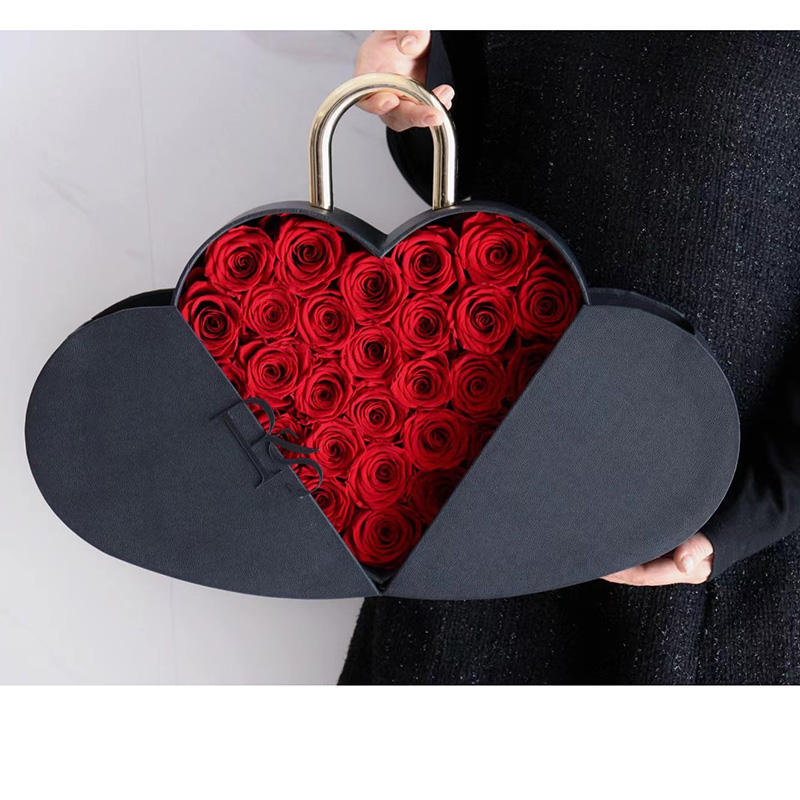 Flower Color Material Valentine's Day Lock Cylinder Gift Box Flower Love Box Heart-shaped Metal Portable Brand: aeac