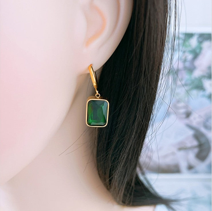 Women's Emerald Double-layer Wheat Lvzuan Necklace Earrings Brand: aeac