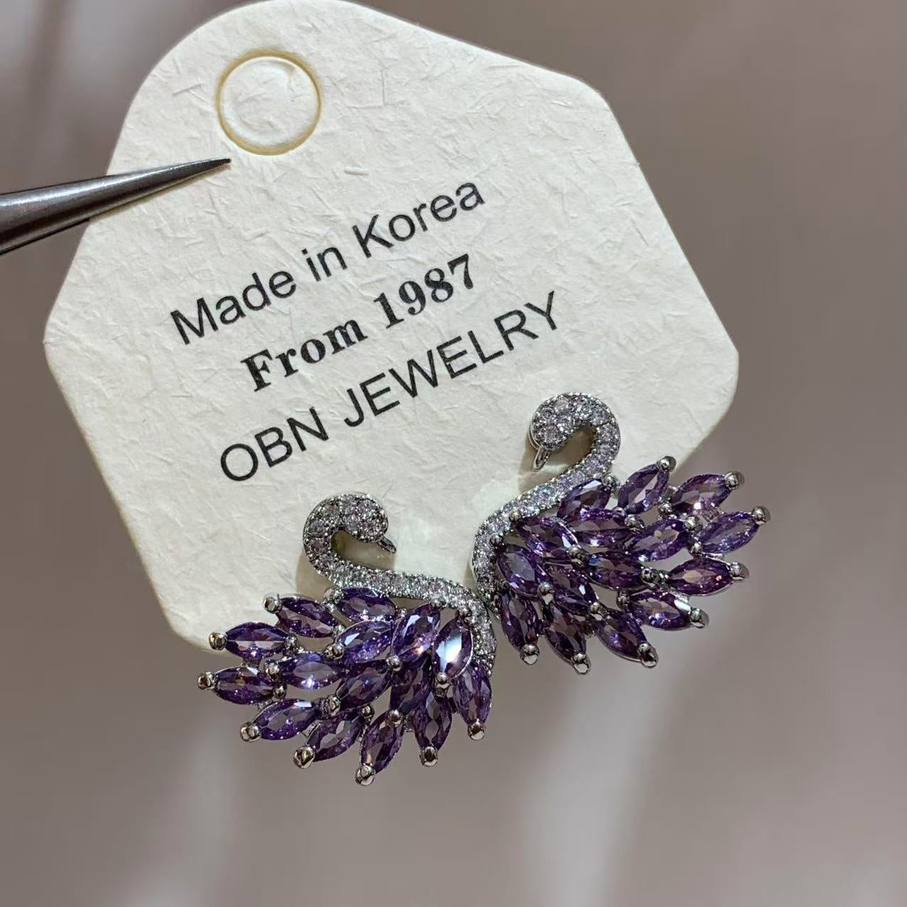 Light Luxury Exquisite Super Zircon Swan Earrings Personality Classic Brand: aeac