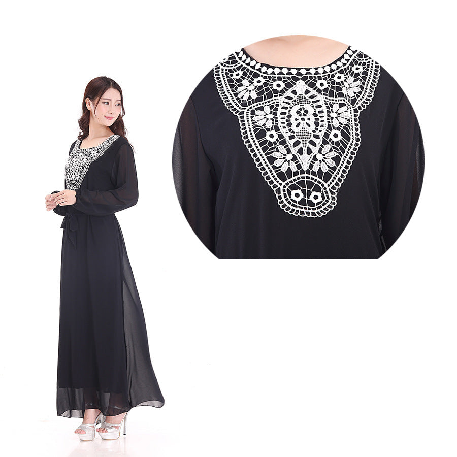 Muslim Robe Arab Hui Ethnic Women Chiffon Plus Size Women's Long-sleeved Dress Brand: aeac
