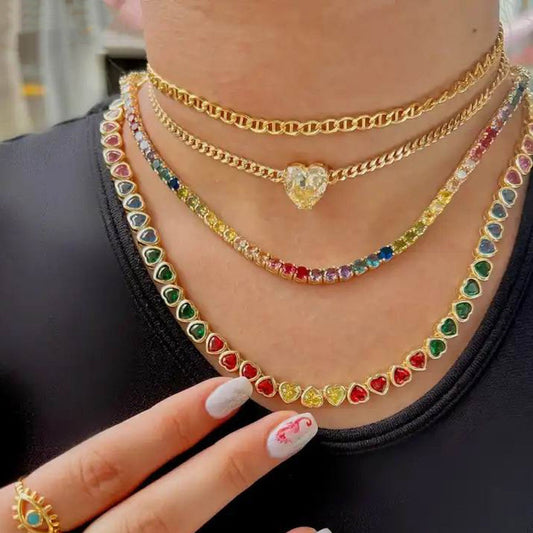 Women's Creative All-match Heart-shaped Zircon Necklace Brand: aeac
