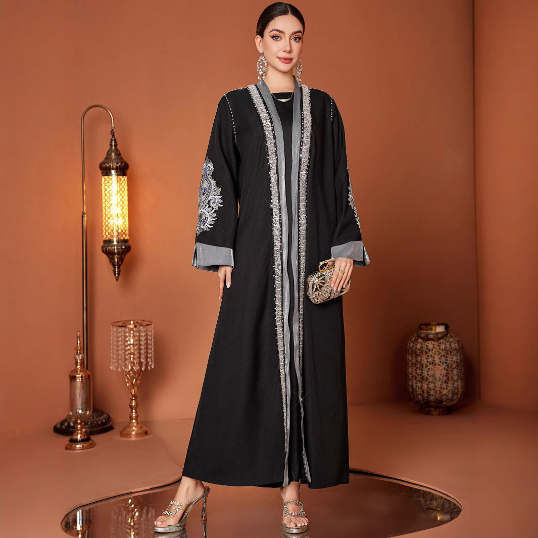 Embroidered Plus-Size Cardigan Long Robe Outerwear Coat Brand: aeac