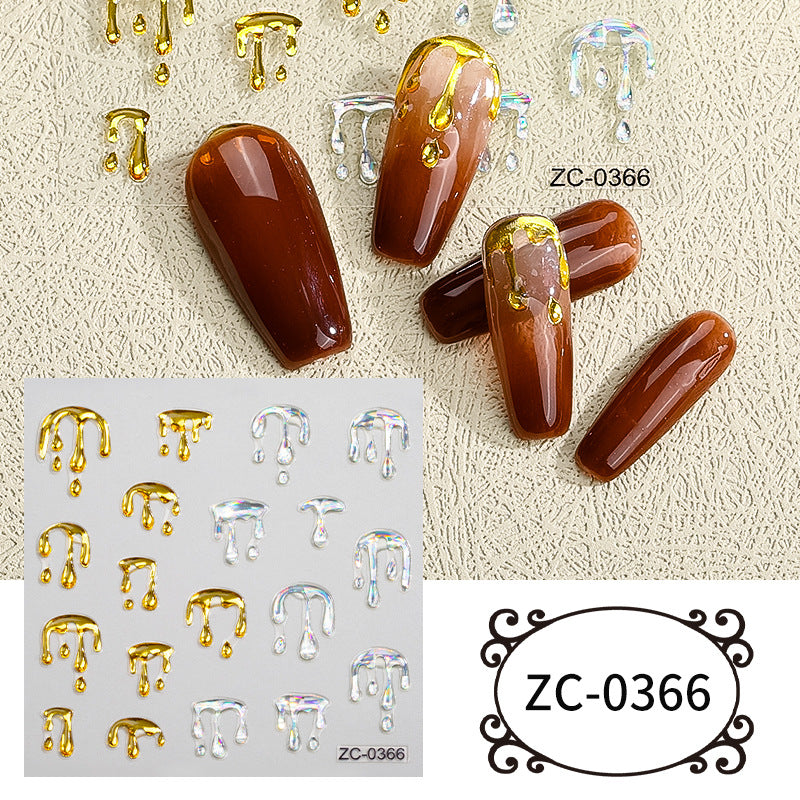 Semi-Transparent Heart-shaped Gold-Stamped Embossed Nail Stickers Brand: aeac