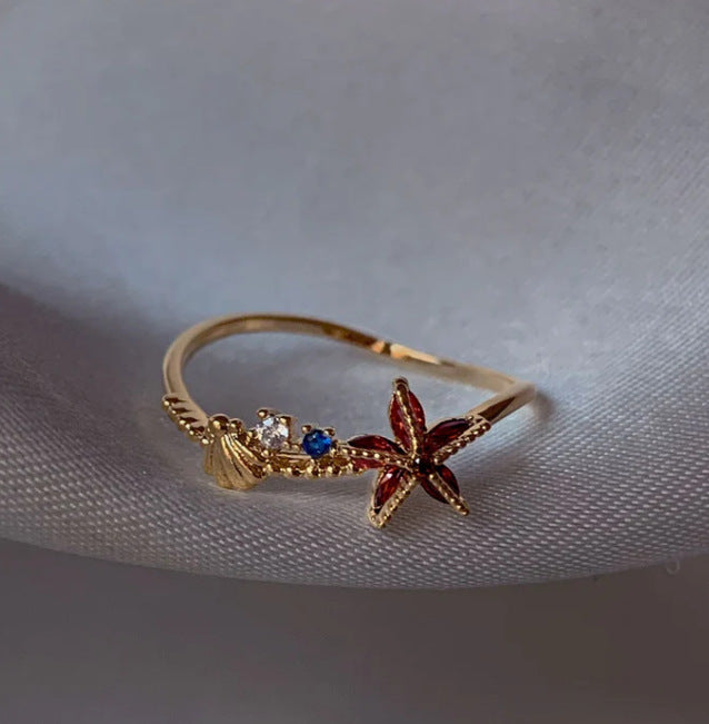 Retro Pink Heart Butterfly Flower Ring – Cute Multi-Element Open Design Brand: aeac