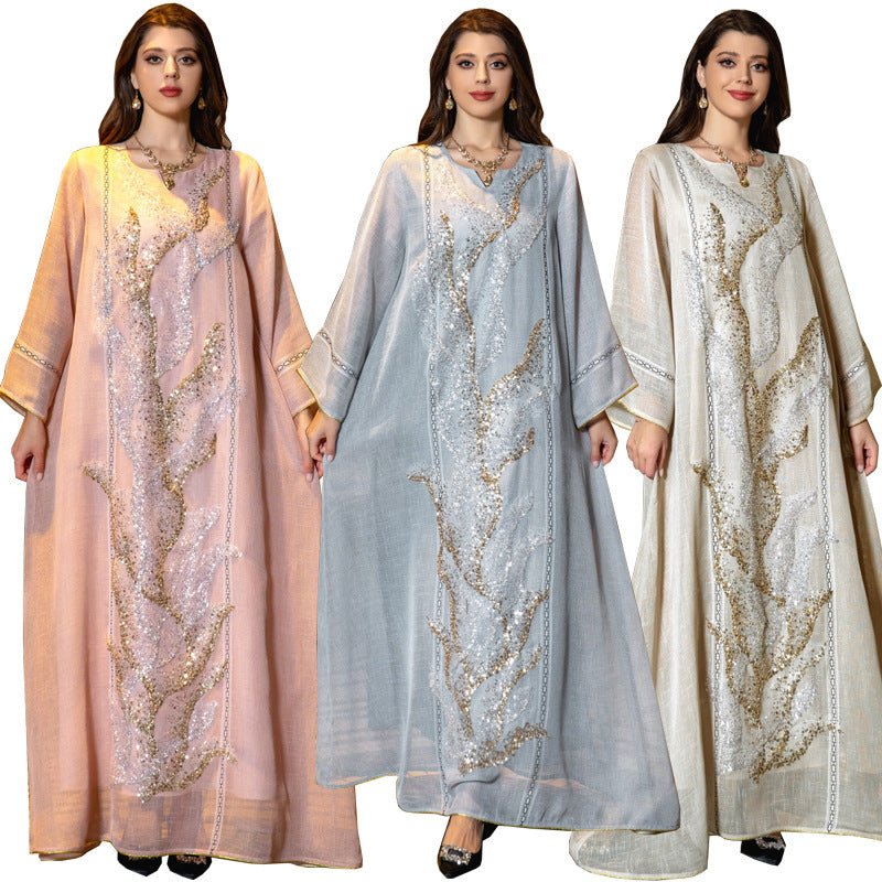 Muslim Robe Sequined Embroidery Dress Brand: aeac