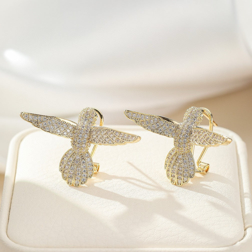 Micro-pave Zircon Bird Earrings With A Light, Luxurious And High-end Vibe Brand: aeac