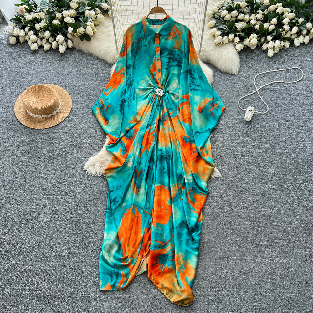 Resort-Style Printed Patchwork Dress For Women Brand: aeac