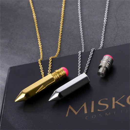 Stainless Steel Necklace European And American Mini Empty Tube Pencil Brand: aeac