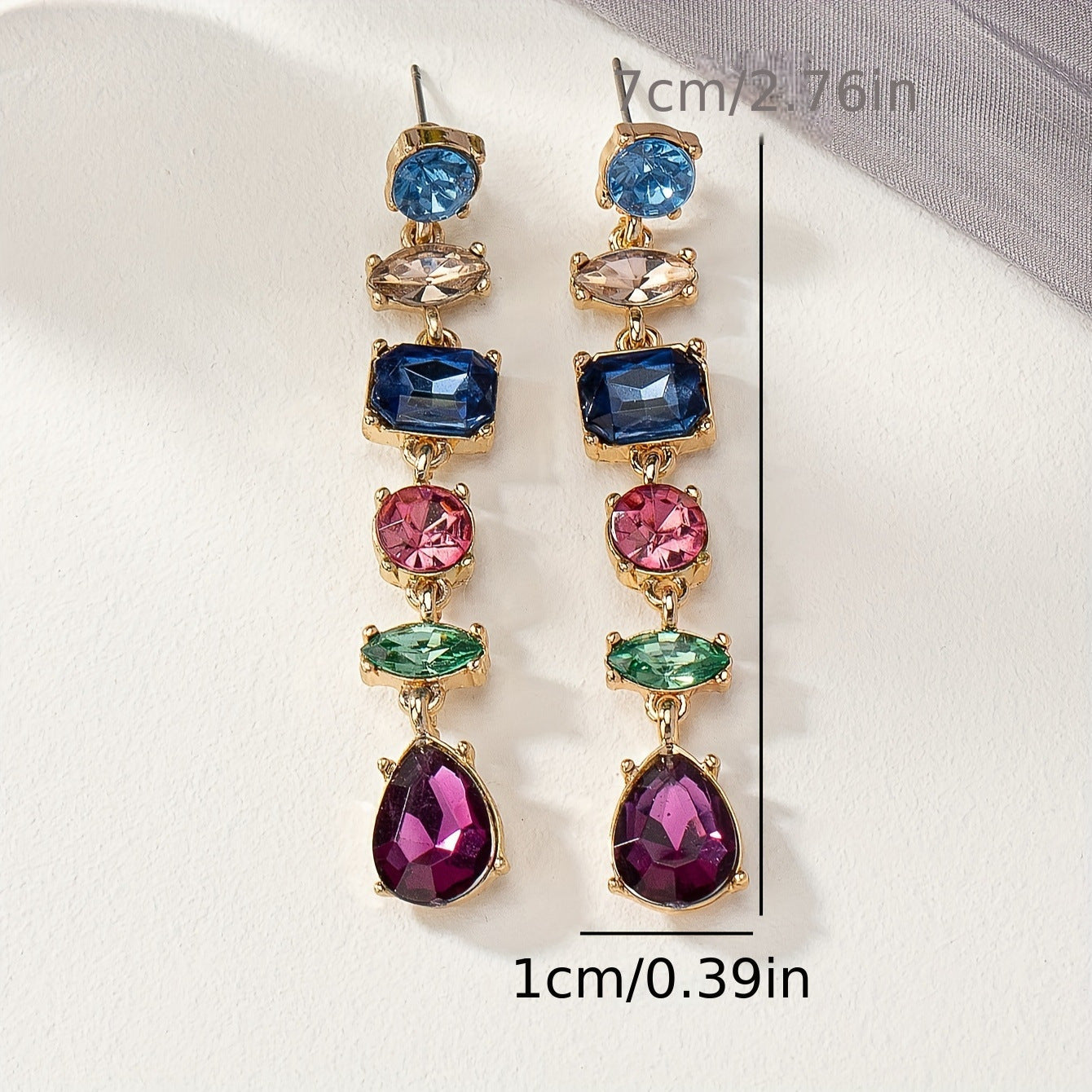 Colorful Drop-shaped Earrings Eardrops Three-section Evening Dress With Earrings Brand: aeac