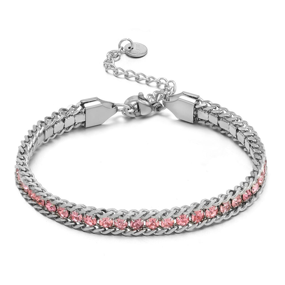Single-sided Zircon-studded Chain Pearlt Bracelet Brand: aeac