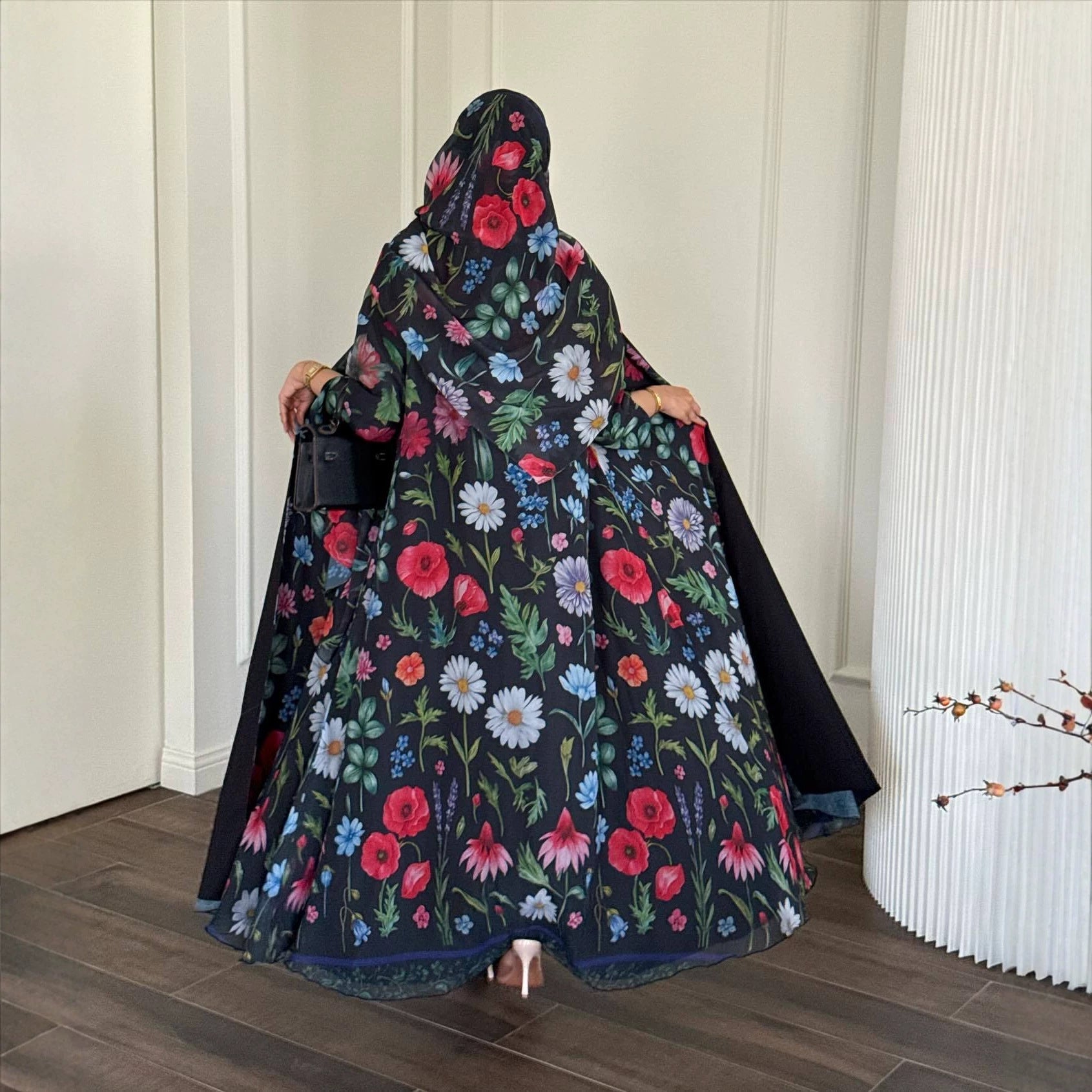 Printed Long Cardigan With Hoodie Loose-Fitting Outerwear Dress Brand: aeac