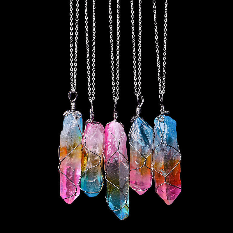 Seven Color Natural Stone Winding Hexagonal Crystal Brand: aeac