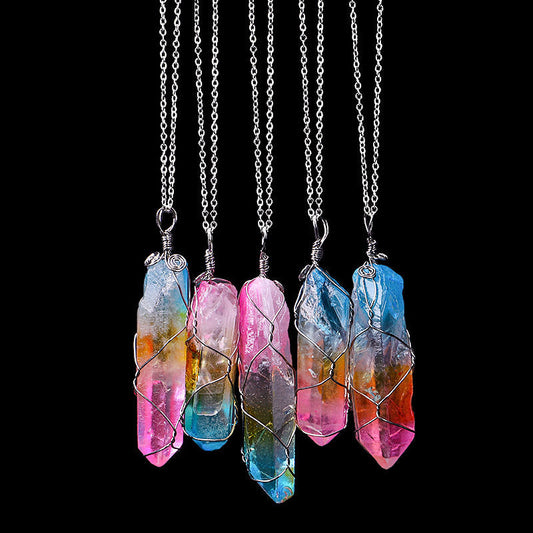 Seven Color Natural Stone Winding Hexagonal Crystal Brand: aeac