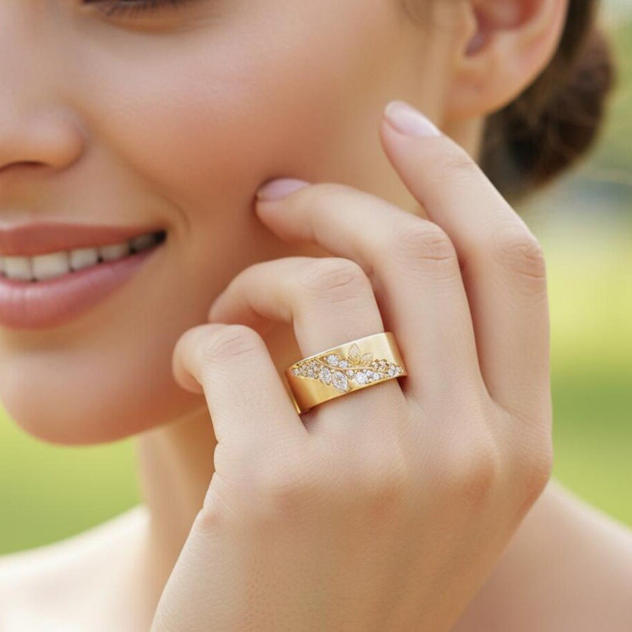 Elegant Leaf And Horse-eye Zircon Ring A Versatile, Stylish Accessory Brand: aeac