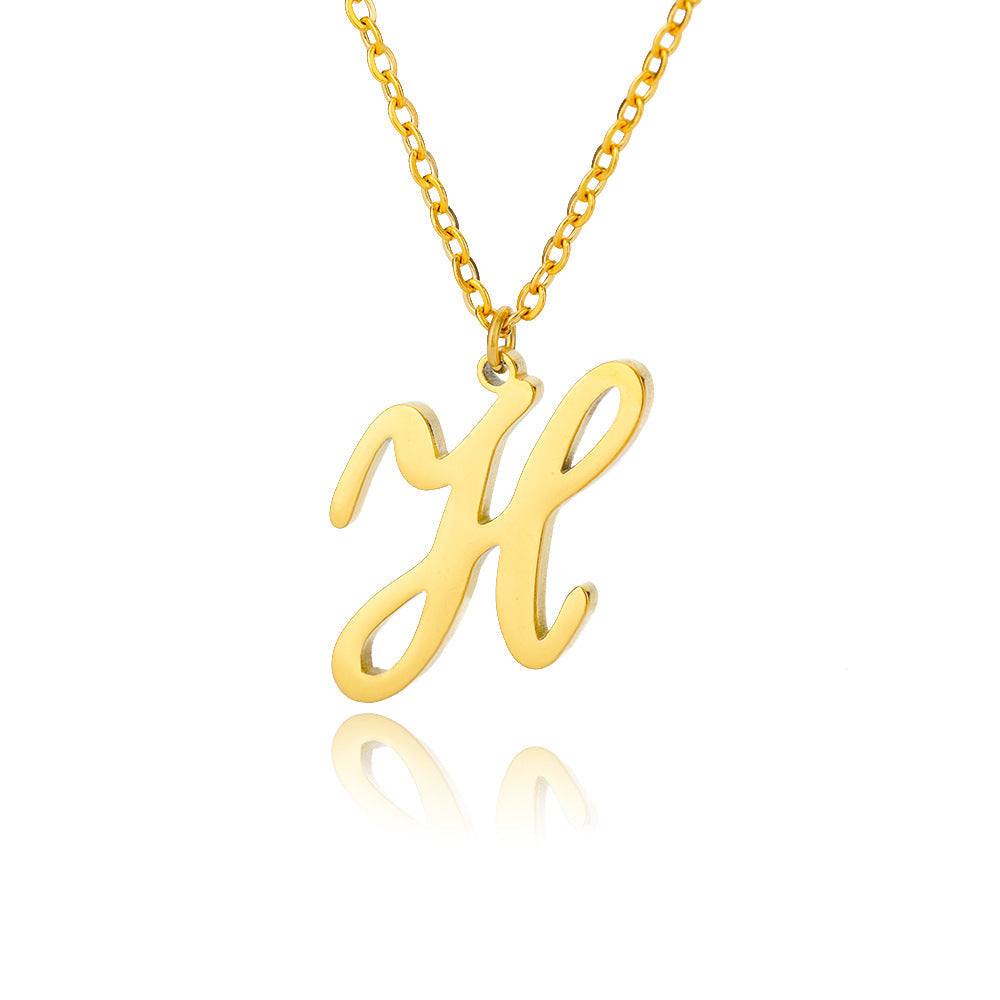 Stainless Steel 26 English Letter Necklace Brand: aeac