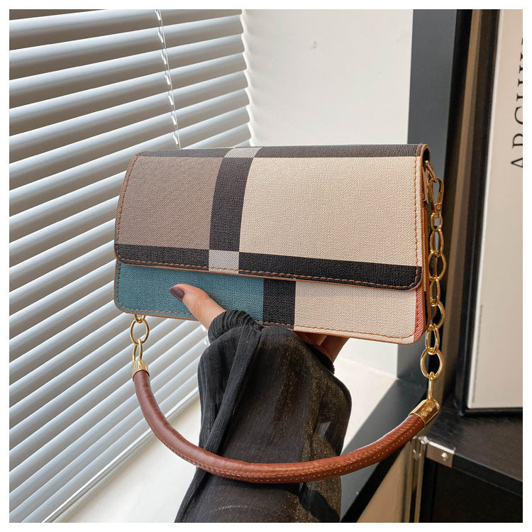 One-shoulder Portable Underarm Flow Color Contrast Patchwork Small Square Bag Brand: aeac