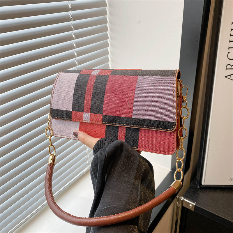 One-shoulder Portable Underarm Flow Color Contrast Patchwork Small Square Bag Brand: aeac