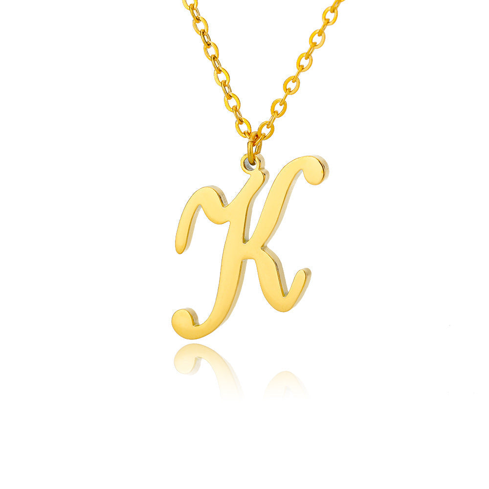 Stainless Steel 26 English Letter Necklace Brand: aeac
