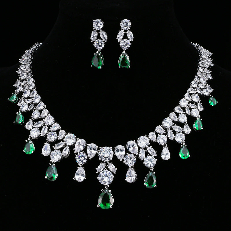 Luxury Water Drop Big Suit Super Flash AAA Zircon Bridal Party Dress High-end Accessories Brand: aeac