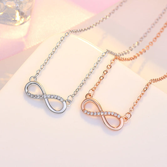Japanese And Korean Sweet Art Micro Rhinestone 8-shaped Clavicle Necklace Brand: aeac
