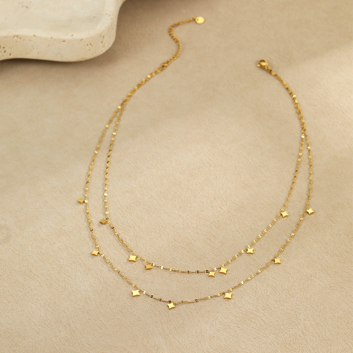 Double-layer Stacked Stainless Steel Necklace Brand: aeac