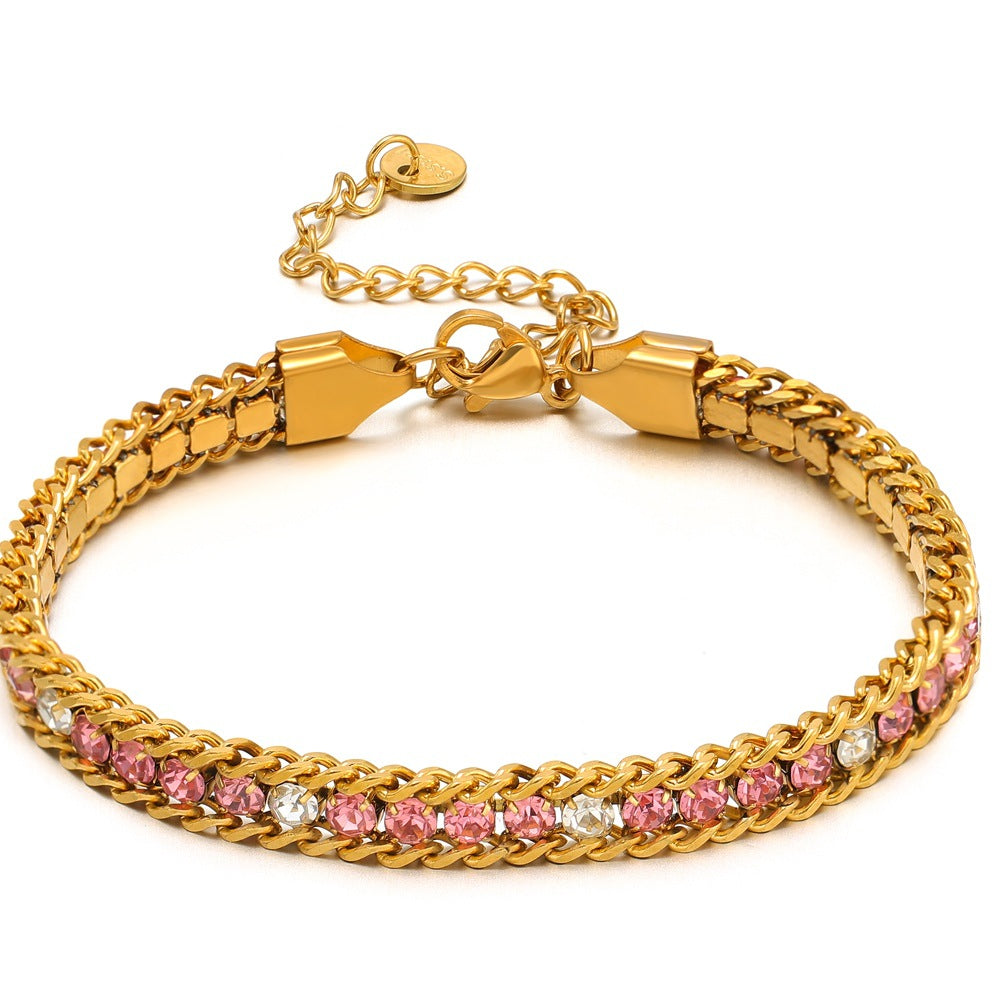 Single-sided Zircon-studded Chain Pearlt Bracelet Brand: aeac