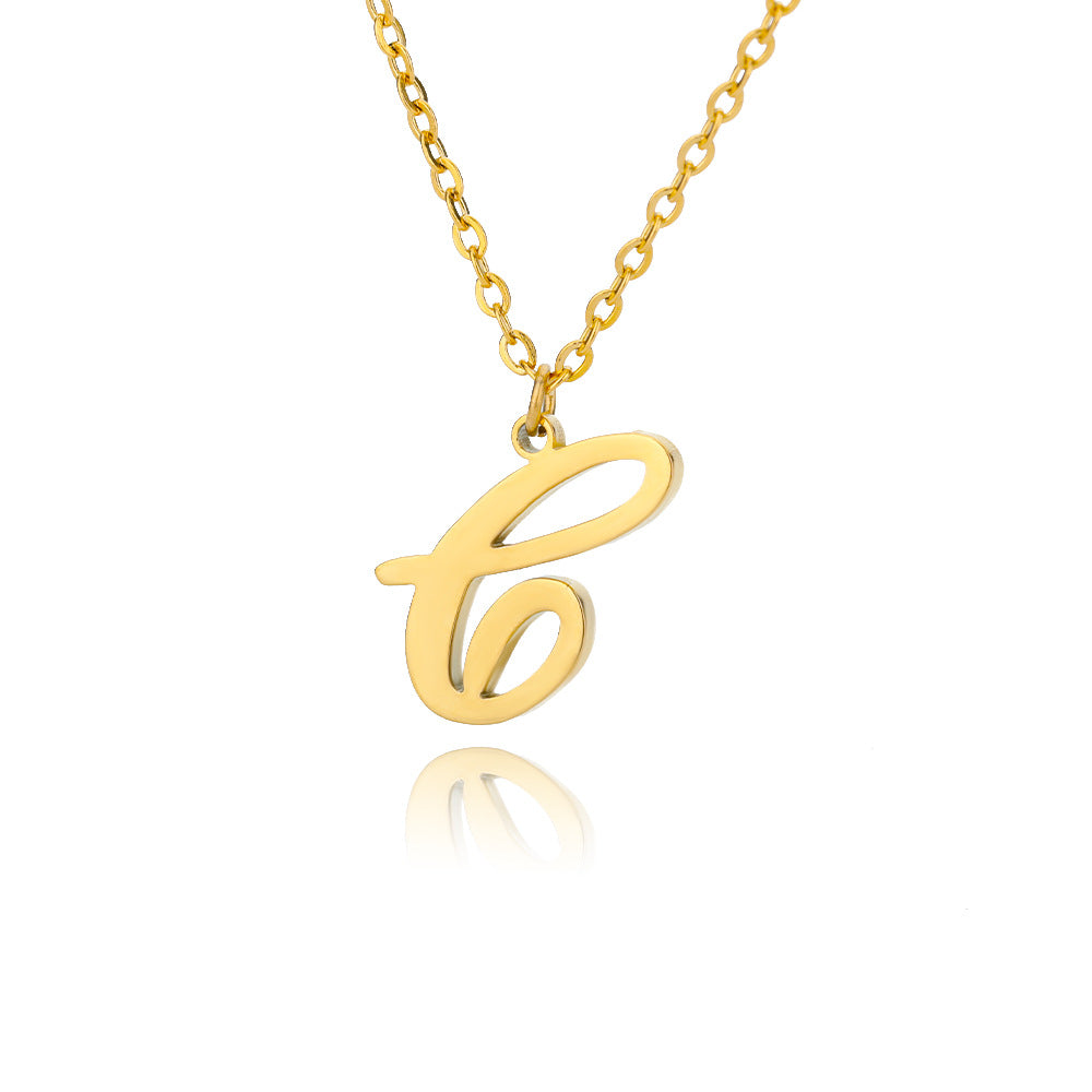 Stainless Steel 26 English Letter Necklace Brand: aeac
