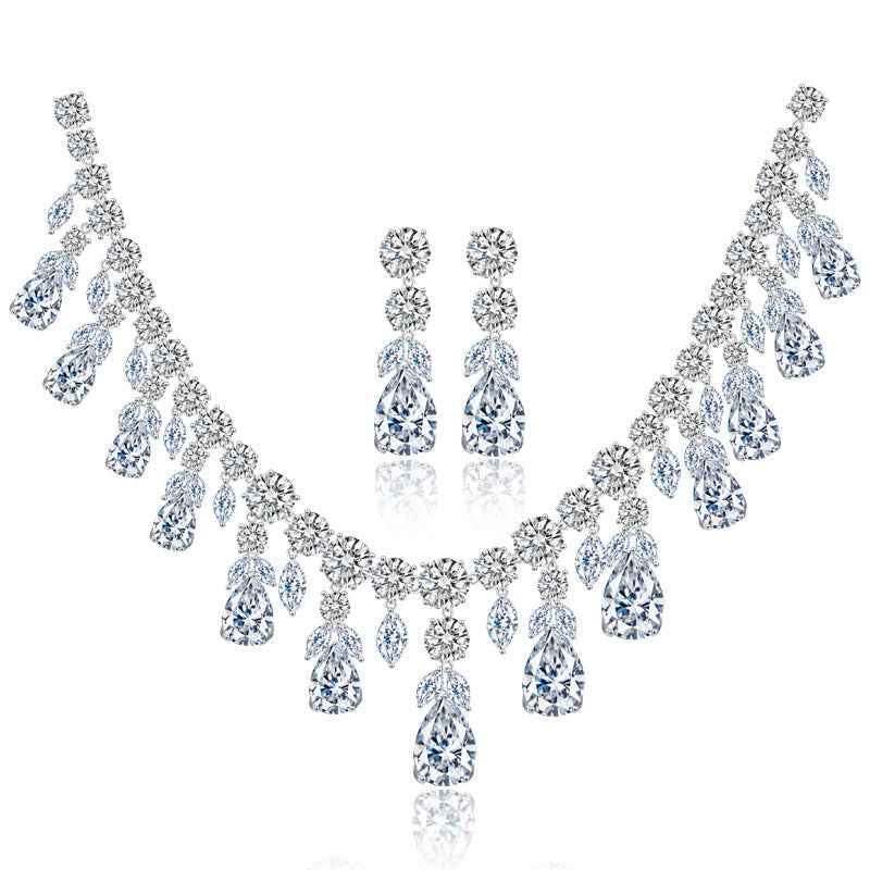Luxury Water Drop Big Suit Super Flash AAA Zircon Bridal Party Dress High-end Accessories Brand: aeac