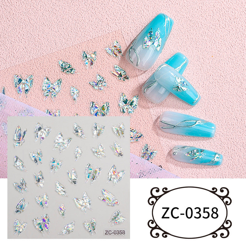 Semi-Transparent Heart-shaped Gold-Stamped Embossed Nail Stickers Brand: aeac