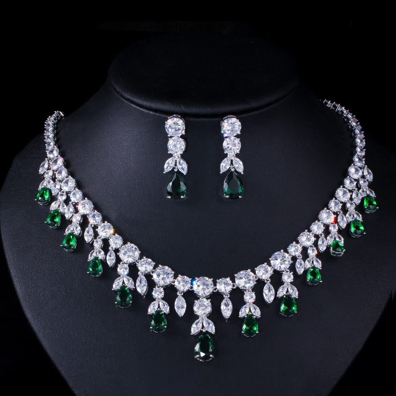 Luxury Water Drop Big Suit Super Flash AAA Zircon Bridal Party Dress High-end Accessories Brand: aeac