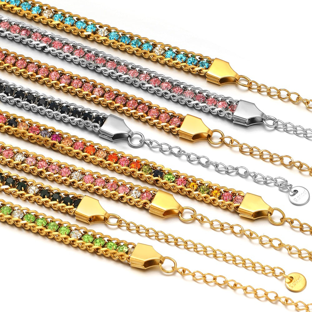 Single-sided Zircon-studded Chain Pearlt Bracelet Brand: aeac