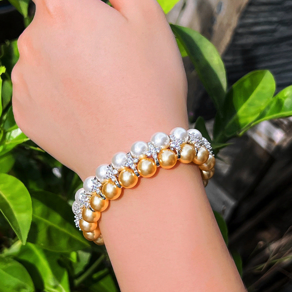 Micro Inlaid Zircon Banquet Evening Dress Shell Pearls Hand Jewelry Brand: aeac
