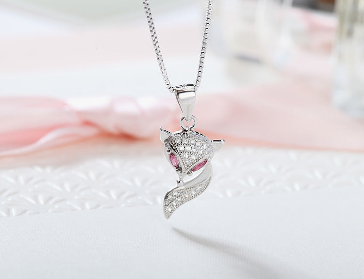 925 Sterling Silver Genuine Micro Inlaid Zircon Fox Pendant Brand: aeac