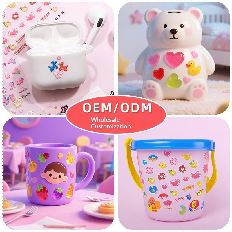 Creative Stickers Cute 3D Jelly Soft-Plastic Embossed Decals Brand: aeac