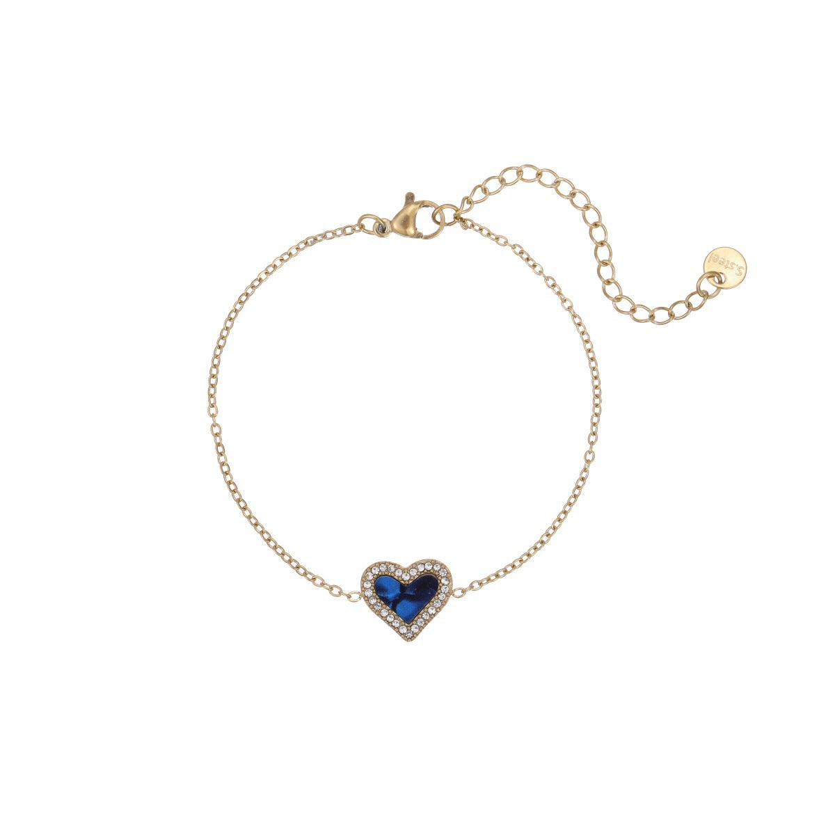 Stainless Steel Retro Micro-Set Diamond Heart Bracelet Brand: aeac
