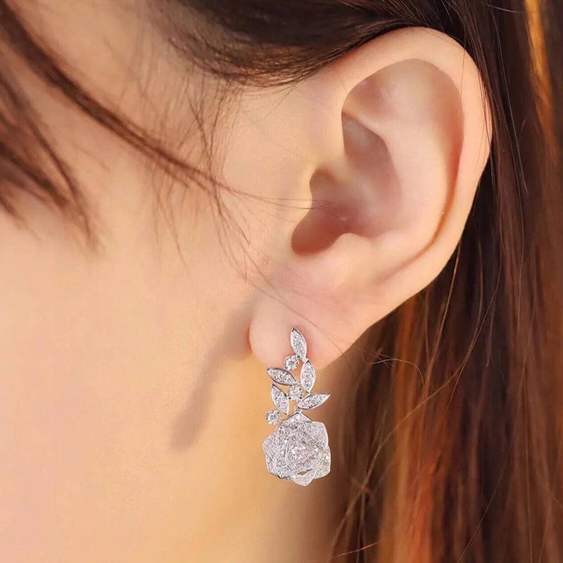 Flower Rose Earrings For Women Shiny Brand: aeac