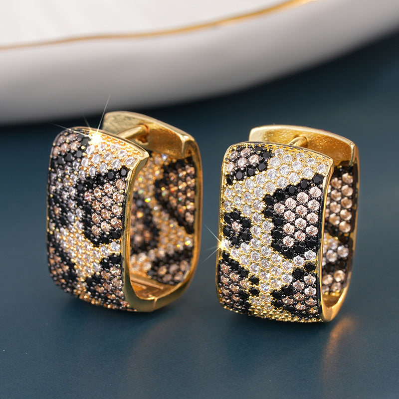 Leopard-print Earrings With Dual-tone Plated Ear Clips Brand: aeac