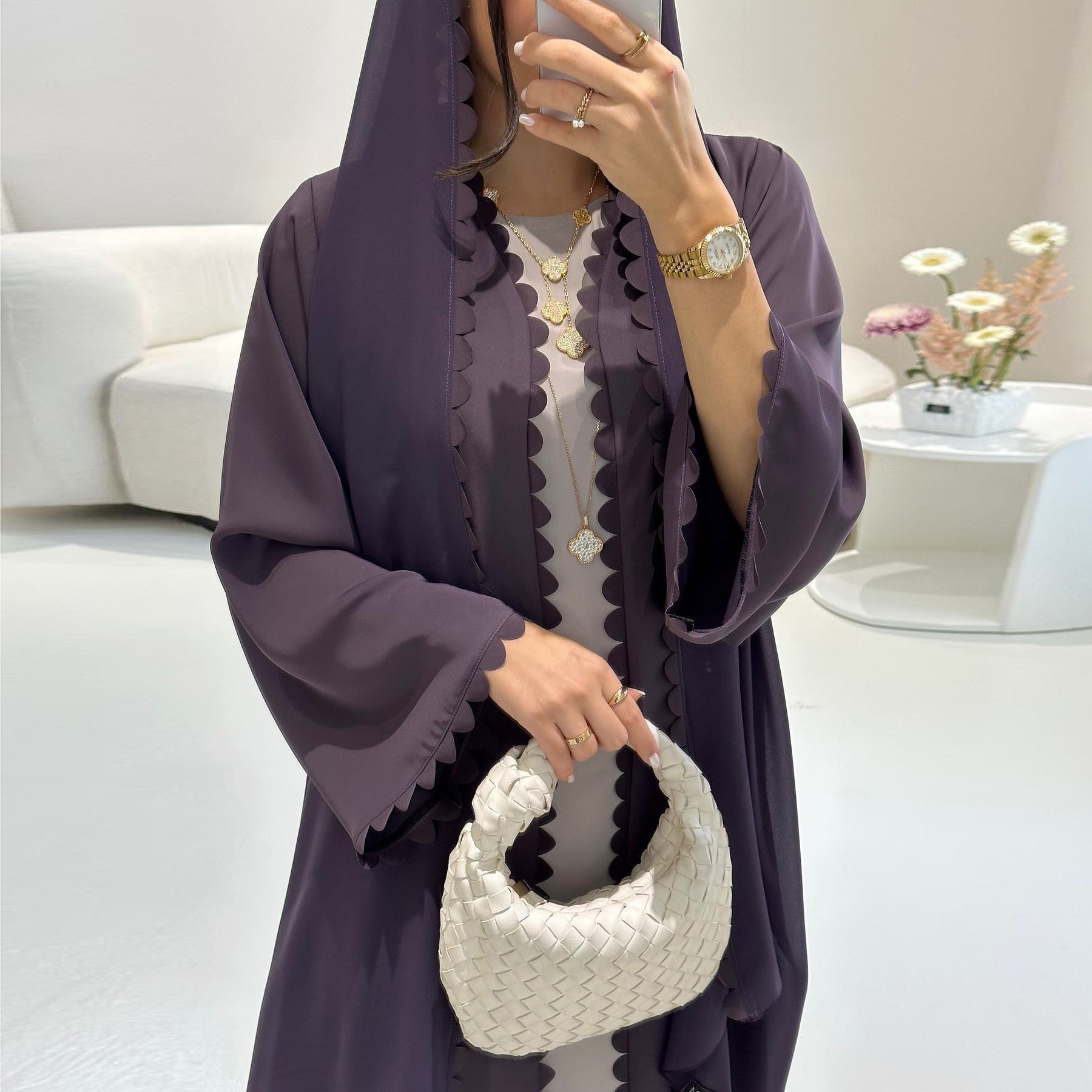 Fashion Dubai Turkey Elegant Cardigan With Scarf Two-piece Set Brand: aeac