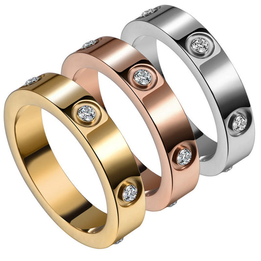 Love Diamond-Studded Titanium Steel Couple Ring Brand: aeac