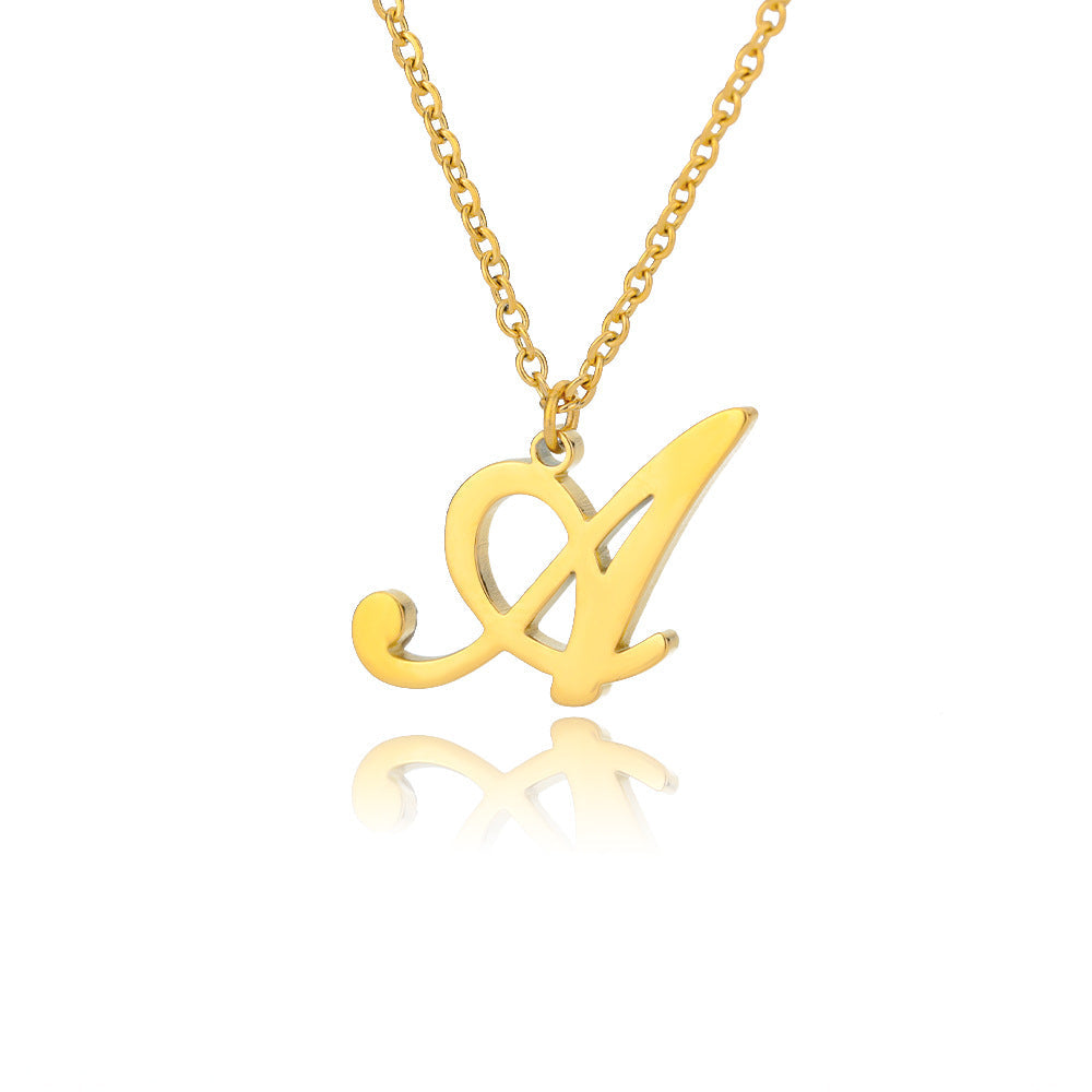 Stainless Steel 26 English Letter Necklace Brand: aeac