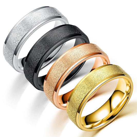 European And American Niche Titanium Steel Frosted Women's Ring Brand: aeac