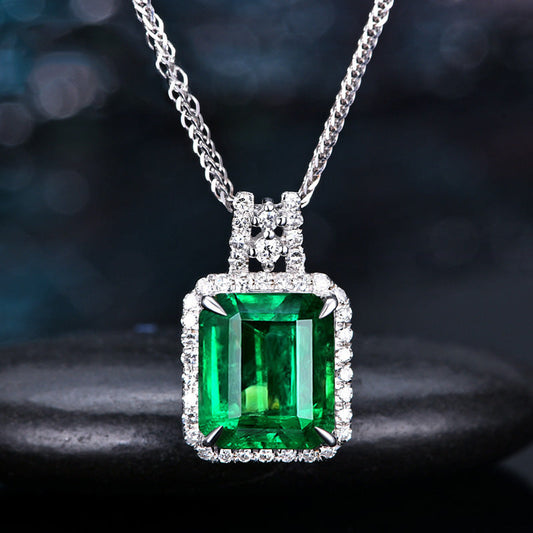 Grandmother Green Diamond Zircon Pendant Necklace Jewelry Brand: aeac