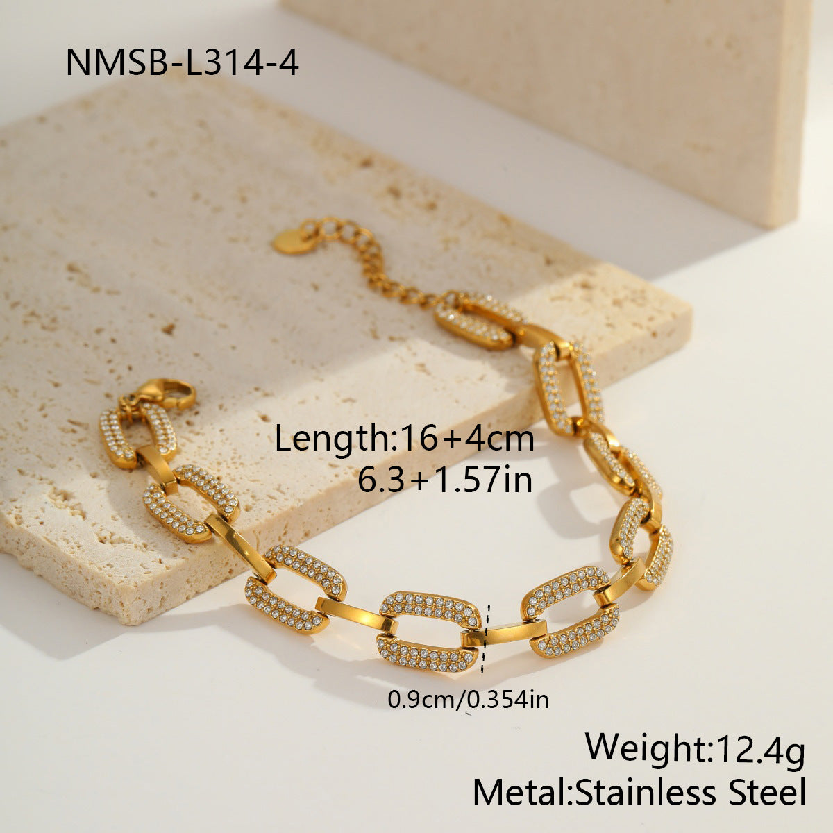 Color-Protecting Stainless Steel Round Heart Zircon Bracelet Brand: aeac