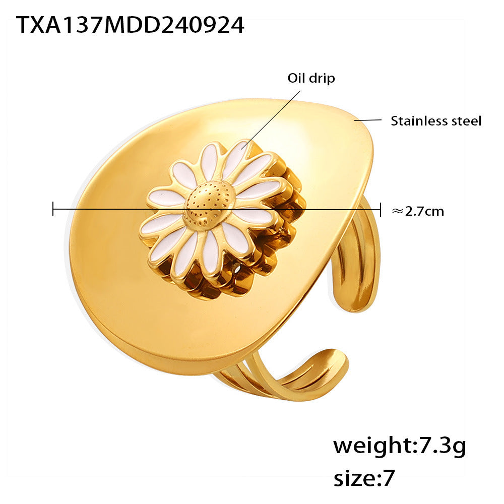 European And American Dripping Oil Little Daisy Rings Ear Studs Brand: aeac