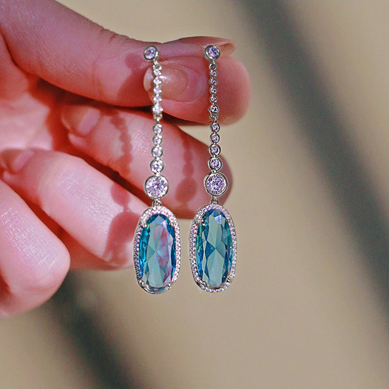 High-grade Micro Inlaid Zircon Tassel Eardrops Brand: aeac