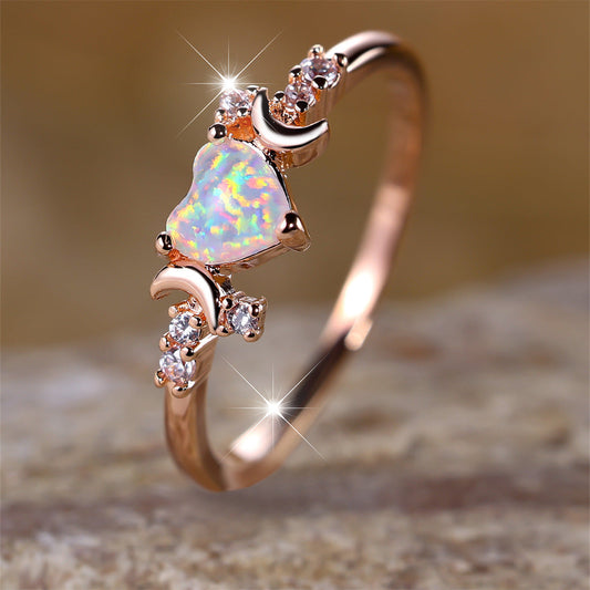 New Love Moon Three Claw Ring On Both Sides Simple Brand: aeac