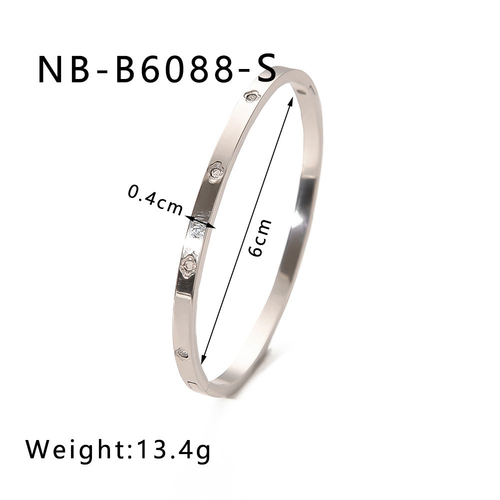 Zircon Titanium Steel Electroplated Bracelet Brand: aeac