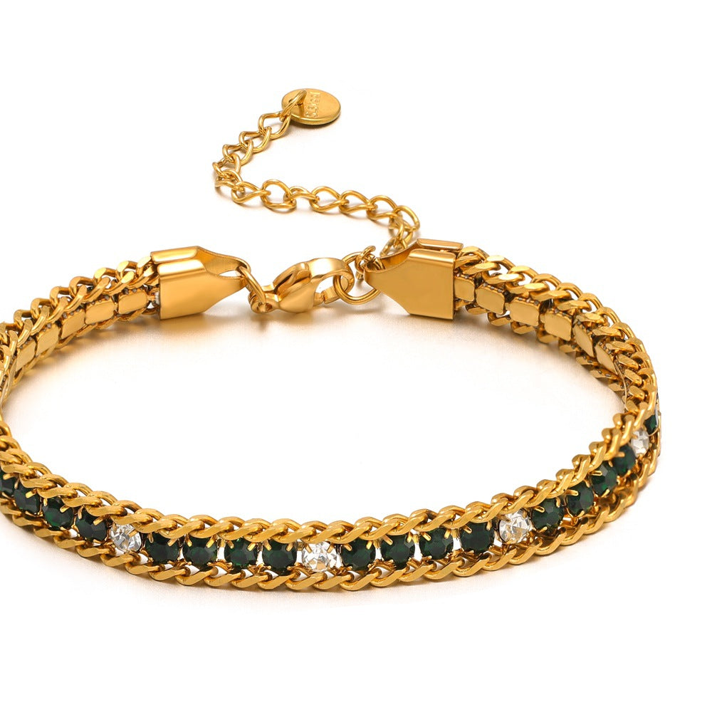 Single-sided Zircon-studded Chain Pearlt Bracelet Brand: aeac